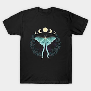 Luna Moth Botanical Moon Phase T-Shirt